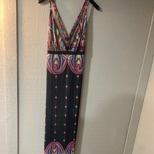 NEW Sexy, form fitted multi-colored  abstract print Women's Maxi dress